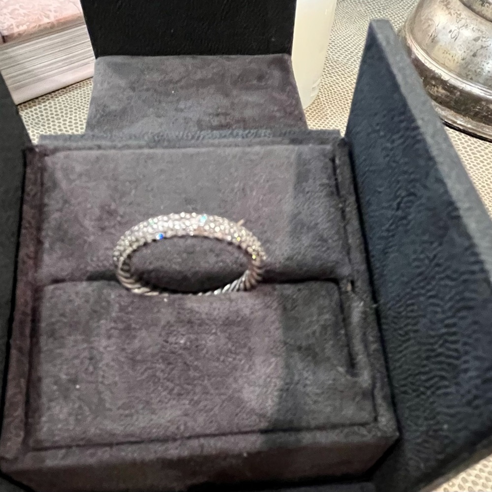 David Yurman Petit Pave Stack Ring with Diamonds 💍 Sterling Silver